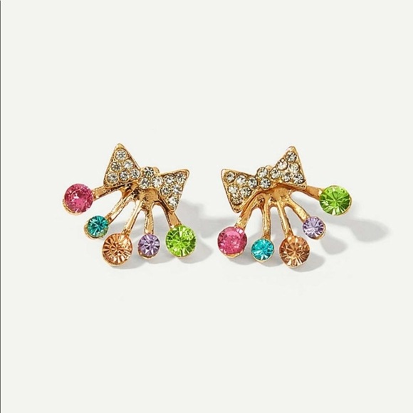 • Carolina •  Bow Rhinestone Earring Jackets - Picture 2 of 4